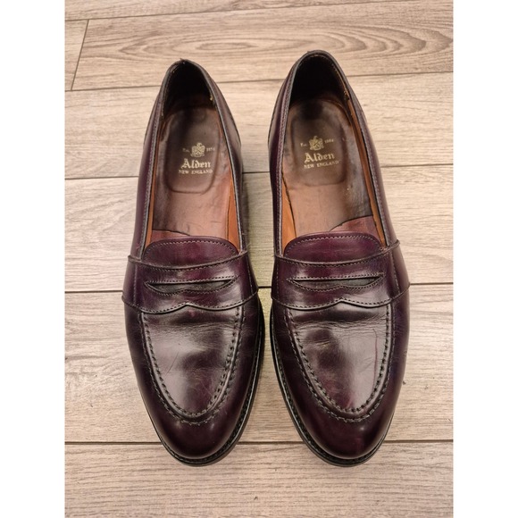 Alden New England Leather Penny Loafers Burgundy Oxblood Dress Shoes Sz 9.5 B/D
